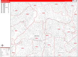 Sandy Springs Wall Map Zip Code Red Line Style 2026